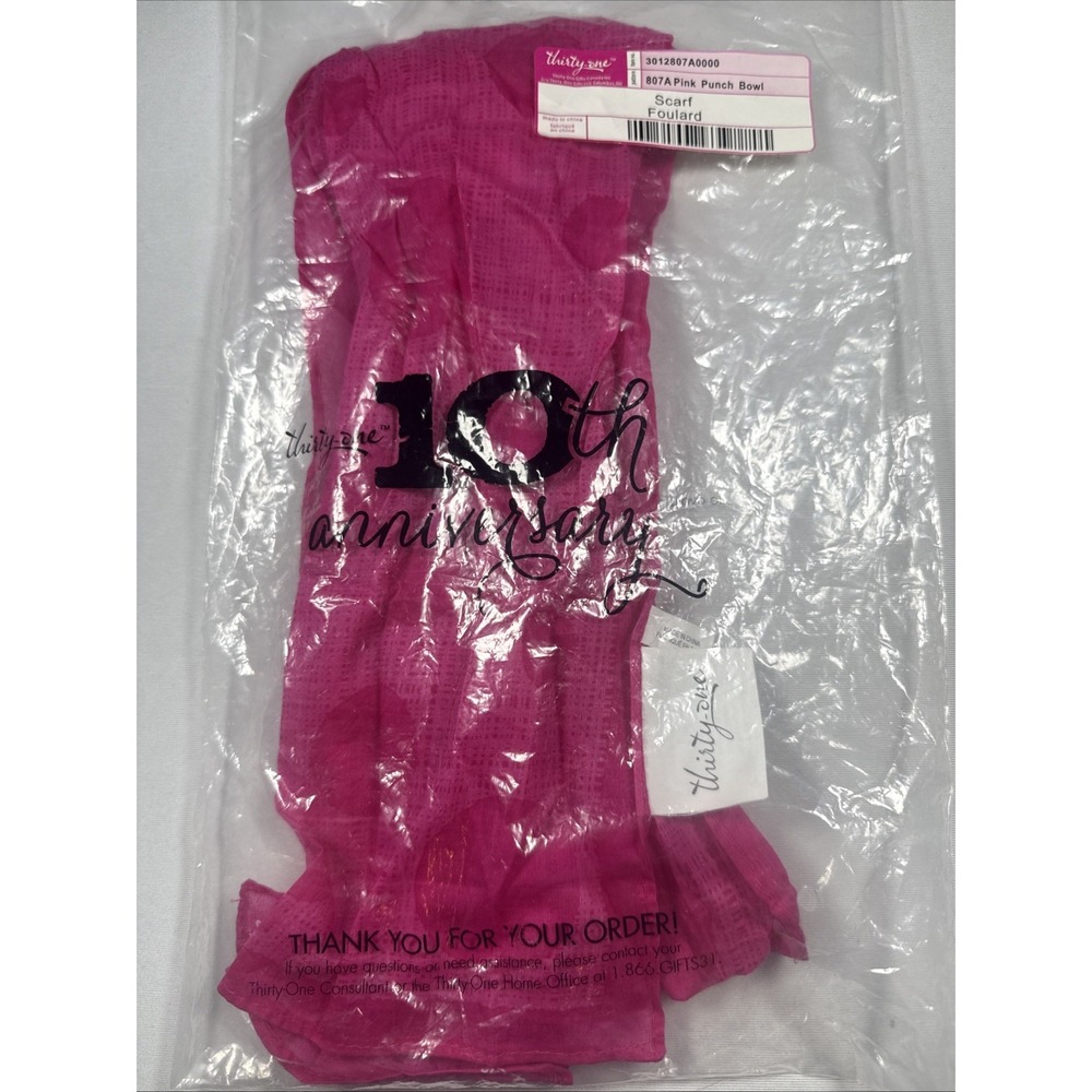 Thirty-One 807A Pink‎ Punchbowl Scarf 100% Cotton NEW
